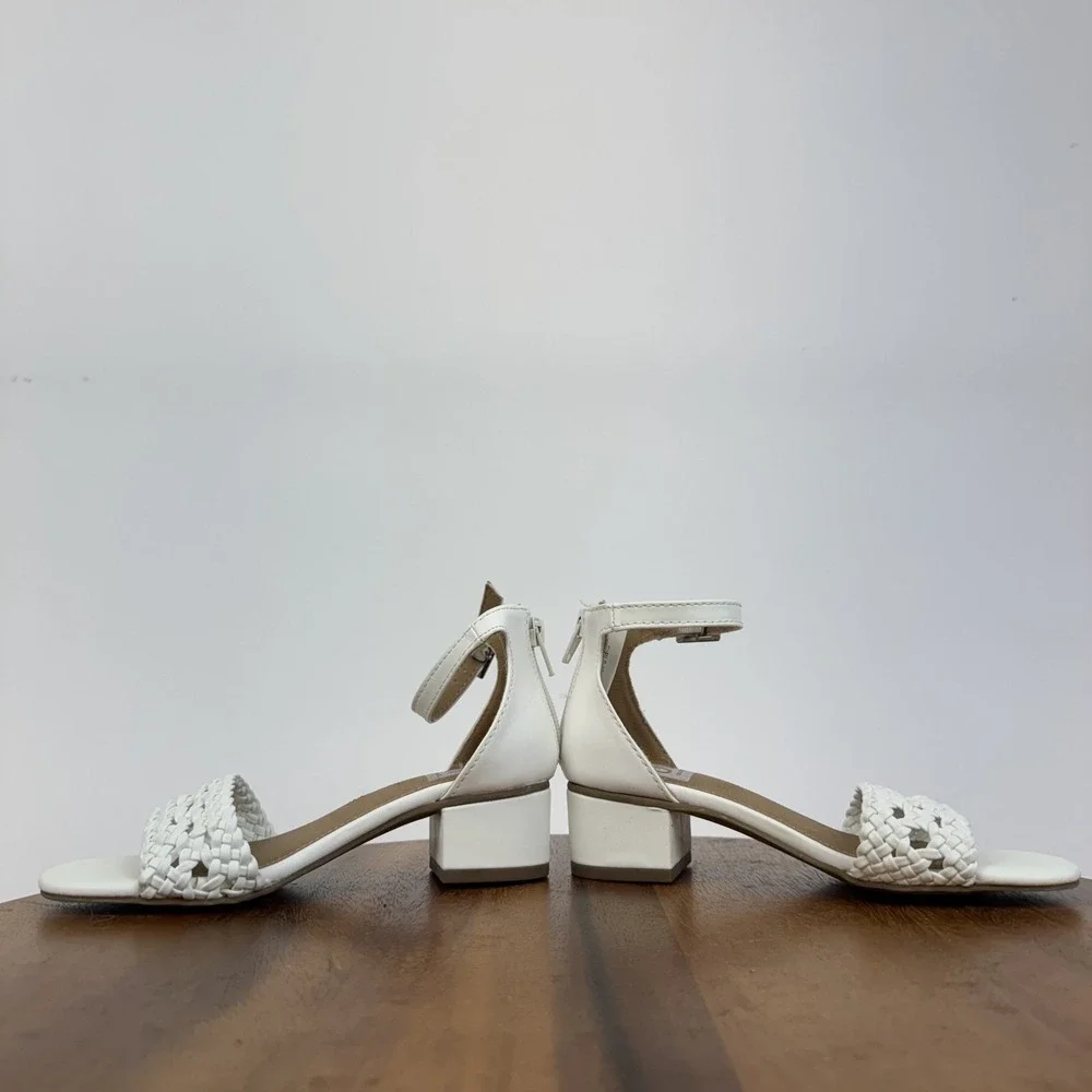New Little Kids Dolce Vita Girlie White Braided Strap Heeled‎ Sandals Size 13 C